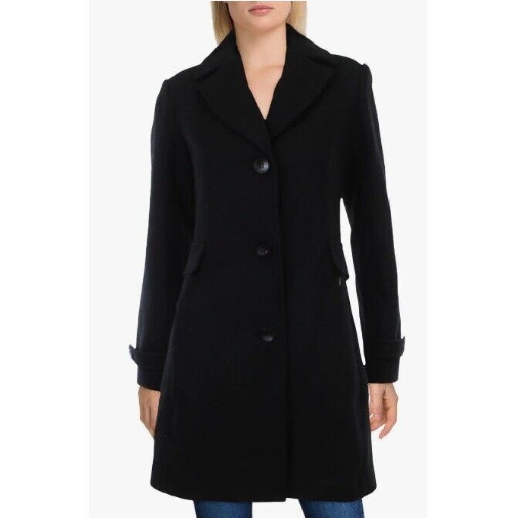 Vince Camuto Womens Plus 0x Black Button Up Tie Waist Trench Coat Nwt Cs56
